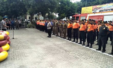 Polsek Jatiuwung Restro Tangerang Kota Menggelar Apel Bersama Penanggulangan Banjir