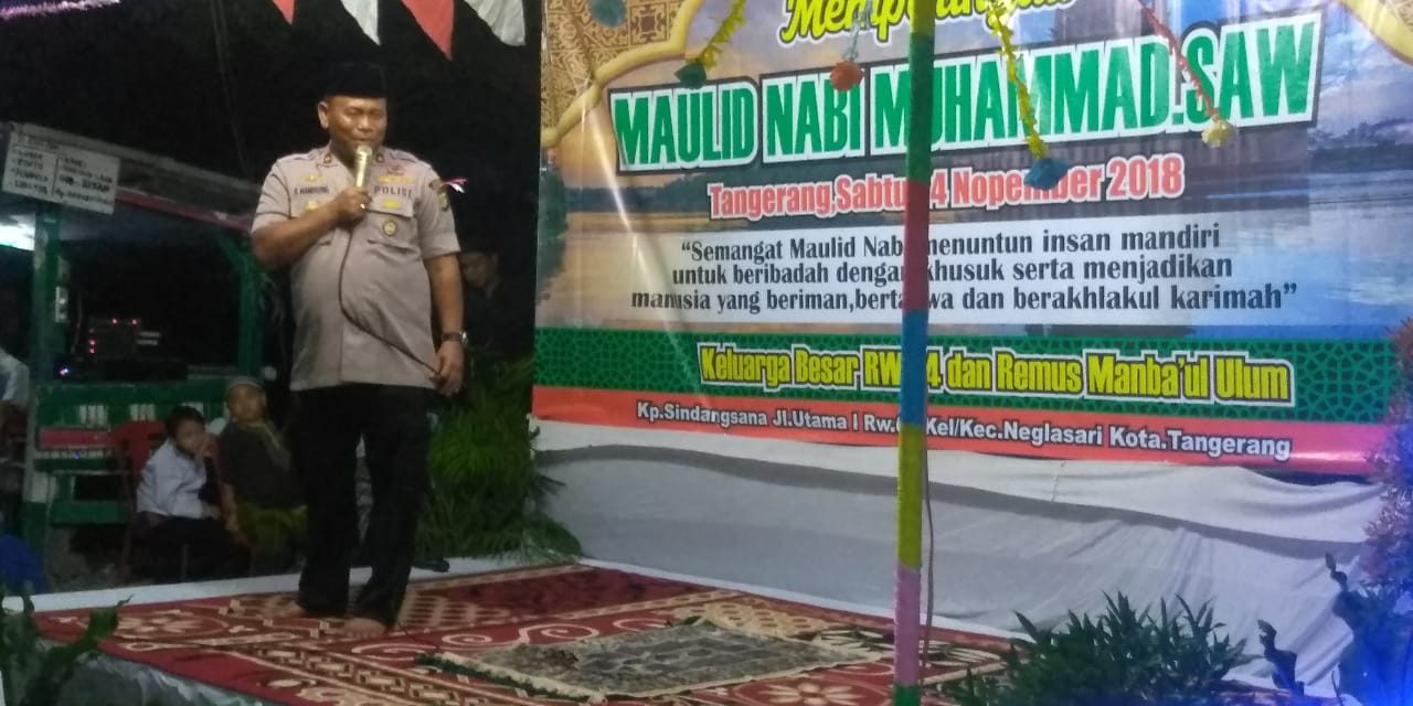 Hadir dalam memperingati Maulid Nabi Muhammad SAW, Kapolsek Neglasari ajak Jamaah Perangi Hoax