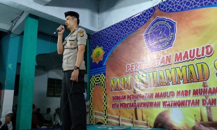 Hadiri Peringatan Maulid Nabi SAW, Kanit Binmas Polsek Jatiuwung Sampaikan Himbauan Kamtibmas