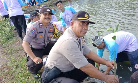 Waka Polsek Teluknaga Bersama HIMPAUDI Kec. Teluknaga Penanaman Hutan Mangrouve