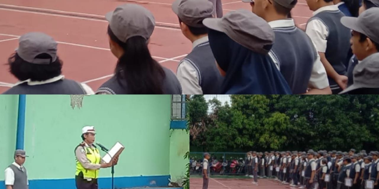 KANIT LANTAS POLSEK CILEDUG AKP.MERRY SH, JADI PEMBINA UPACARA DI SMA,SMK,BUDI LUHUR.