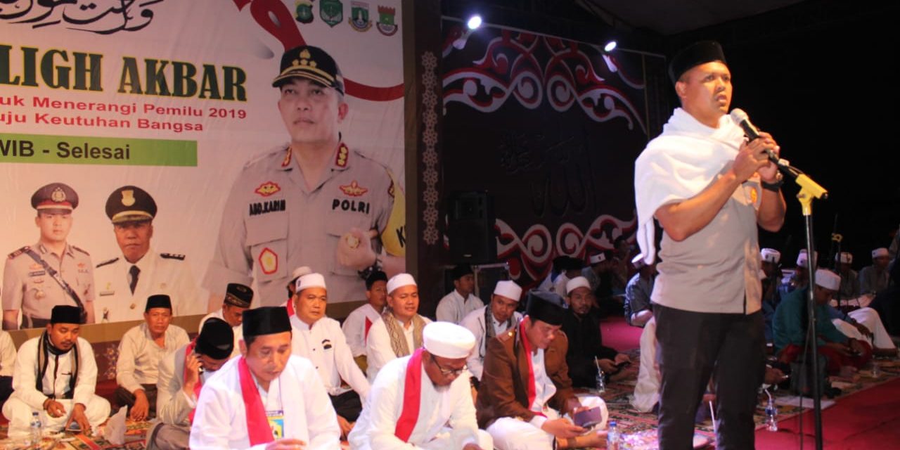 DA’I KAMTIBMAS POLSEK TELUKNAGA GELAR ISTIGHOSAH DAN TABLIGH AKBAR PEMILU 2019 AMAN DAMAI