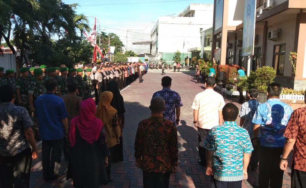 Polsek Batuceper bersama Unsur terkait Tiga Pilar Kecamatan Batu Ceper Apel Gelar Pasukan Pengamanan Pemilu 2019 (Ops.Mantap Brata Jaya – 2018)