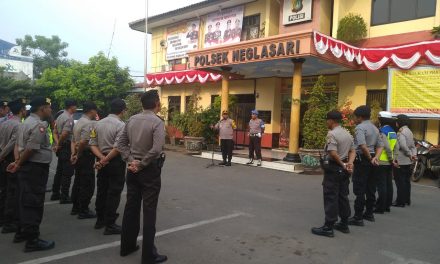 Kapolsek Neglasari Pimpin Apel Pengamanan Aksi Buruh