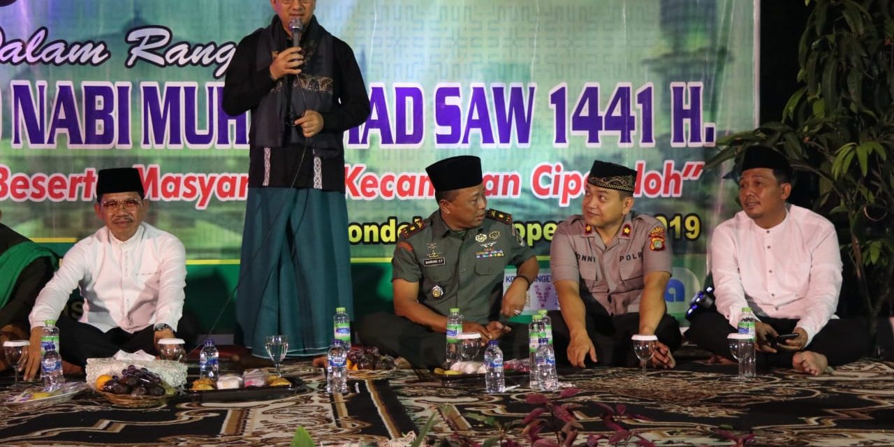 Kapolsek Cipondoh dan 3 Pilar Hadiri Gelaran Pengajian Akbar Maulid Nabi Muhammad SAW 1441 H di Kec. Cipondoh