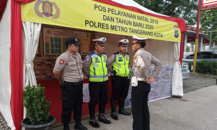 Personil Polsek Cipondoh Bersama Personil Lantas Polres Metro Tangerang Kota Laksanakan Penjagaan Pos PAM Ops. Lilin Jaya 2019 di Posyan Rest Area 13,5 Pinang