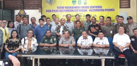 Rakor Lintas Sektoral Tiga Pilar Kec. Cipondoh dan Kec. Pinang Dengan Pengurus Gereja Dalam Rangka Pengamanan Natal 2019 dan Tahun Baru 2020.