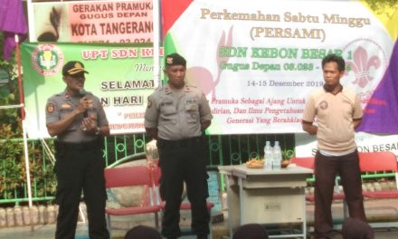 Kapolsek Batuceper sebagai pembina apel penutupan PERSAMI di SDN 01 dan 02 Kebon Besar