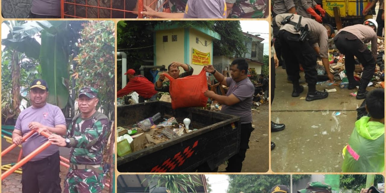 PASKA BANJIR, POLSEK CILEDUG BERSAMA UNSUR MUSPIKA LAKUKAN KERJA BAKTI