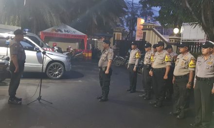 Apel kesiapan Polsek Ciledug Pengamanan Gerak Jalan Santai Hut Kota Tangerang ke-27 Tingkat kecamatan Karang Karang Tengah