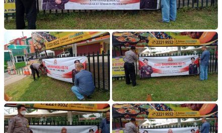 Pemasangan Banner Hari Bhayangkara Ke- 74 di Jln. Akses Graha Raya Kel. Sudimara Pinang