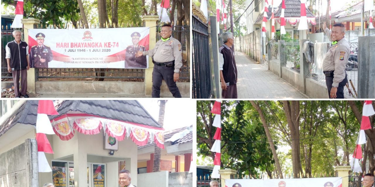 Pemasangan Umbul-Umbul di Pospol Terminal Poris Plawad Cipondoh Jelang Hari BHAYANGKARA Ke-74