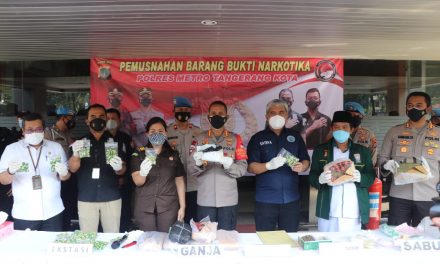 Polres Metro Tangerang Kota Tangerang Kota Musnahkan Barang Bukti Narkotika Jenis Ganja, Ekstasi dan Sabu.