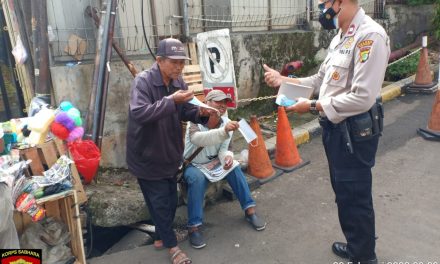 Patroli Yustisi dan Himbauan Protokol Kesehatan dan Pembagian Masker di wilkum Polsek Ciledug