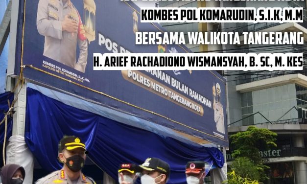 Kapolres Metro Tangerang Kota dan Walikota Tangerang bersama Rombongan Petugas dari Staf Jajaran telah meninjau Kapasitas remaind of inside area di Pos Pengamanan Lebaran Bulan Ramadhan 1443 H / Th. 2022.